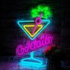 Cocktails Neon Sign Cocktail Glass LED Neon Signs Art Wall Lights for Beer Bar Decor Dimmable LED Neon for Party