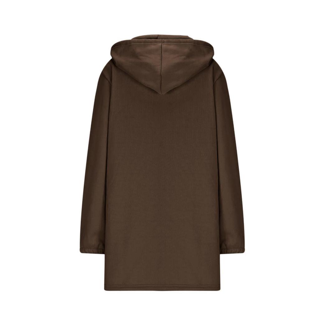 2025 Women's European & American Casual Hooded Long Jacket with Zip Pockets