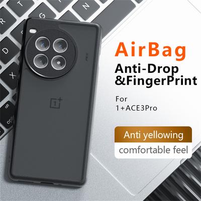 For OnePlus Ace 3 Pro 5G Case Skin-Touch TPU+PC Matte Phone Shell,Transparent Black