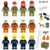 M8253 Blue Sky Fire Rescue Team Miniature Children Assemble Small Particle Building Block Toy Stretcher Wheel