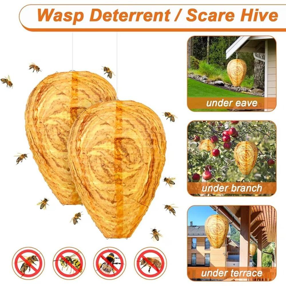 Waterproof Wasp Nest Decoy Reusable Artificial Beehive Natural Repellent Fake Wasp Nest Outdoor