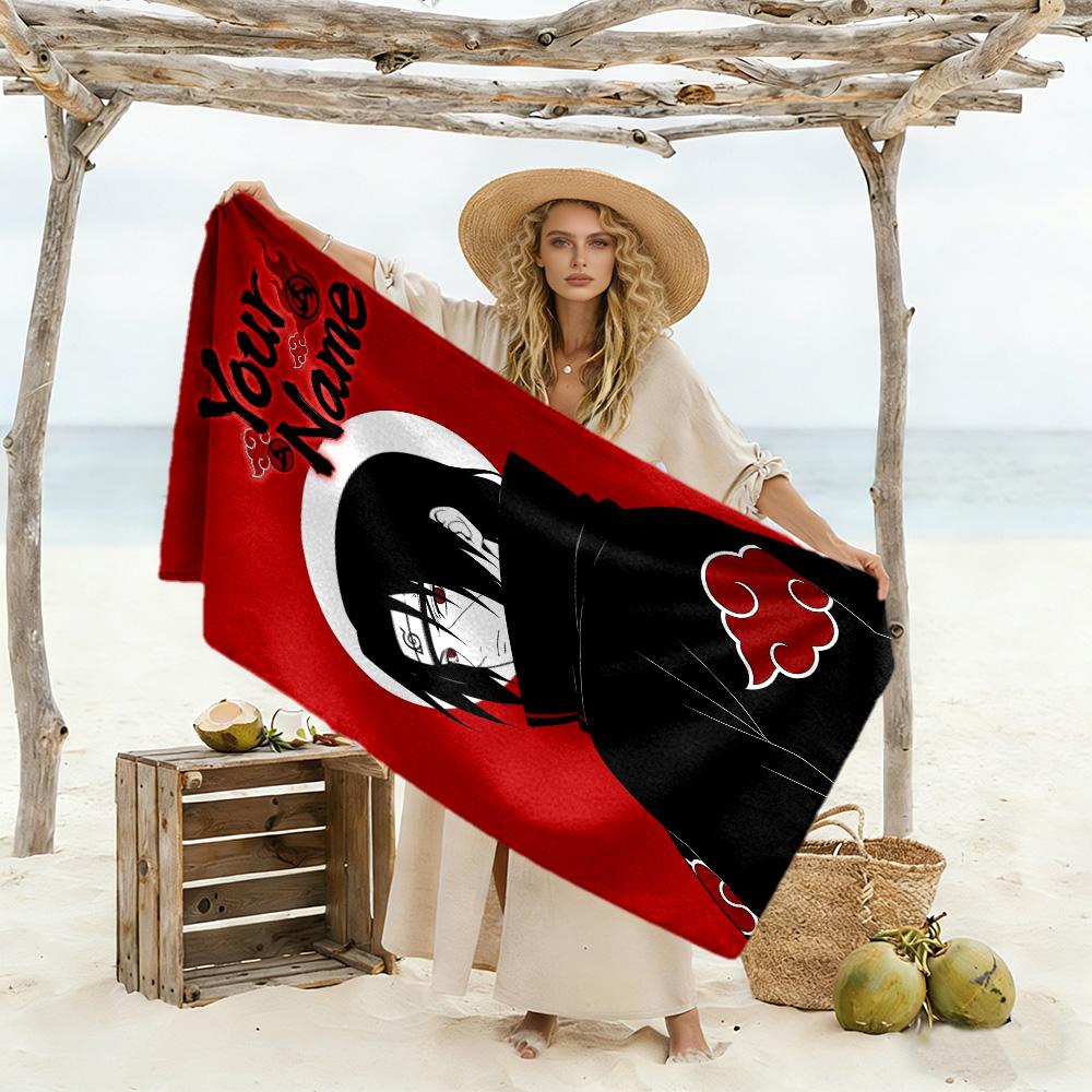 Naruto Character Personalized Name Beach Towel High Absorbency & Quick-Dry Ideal for Travel Outdoor Swim Pool Yoga Surf Camping Hiking Gym Gift Holida