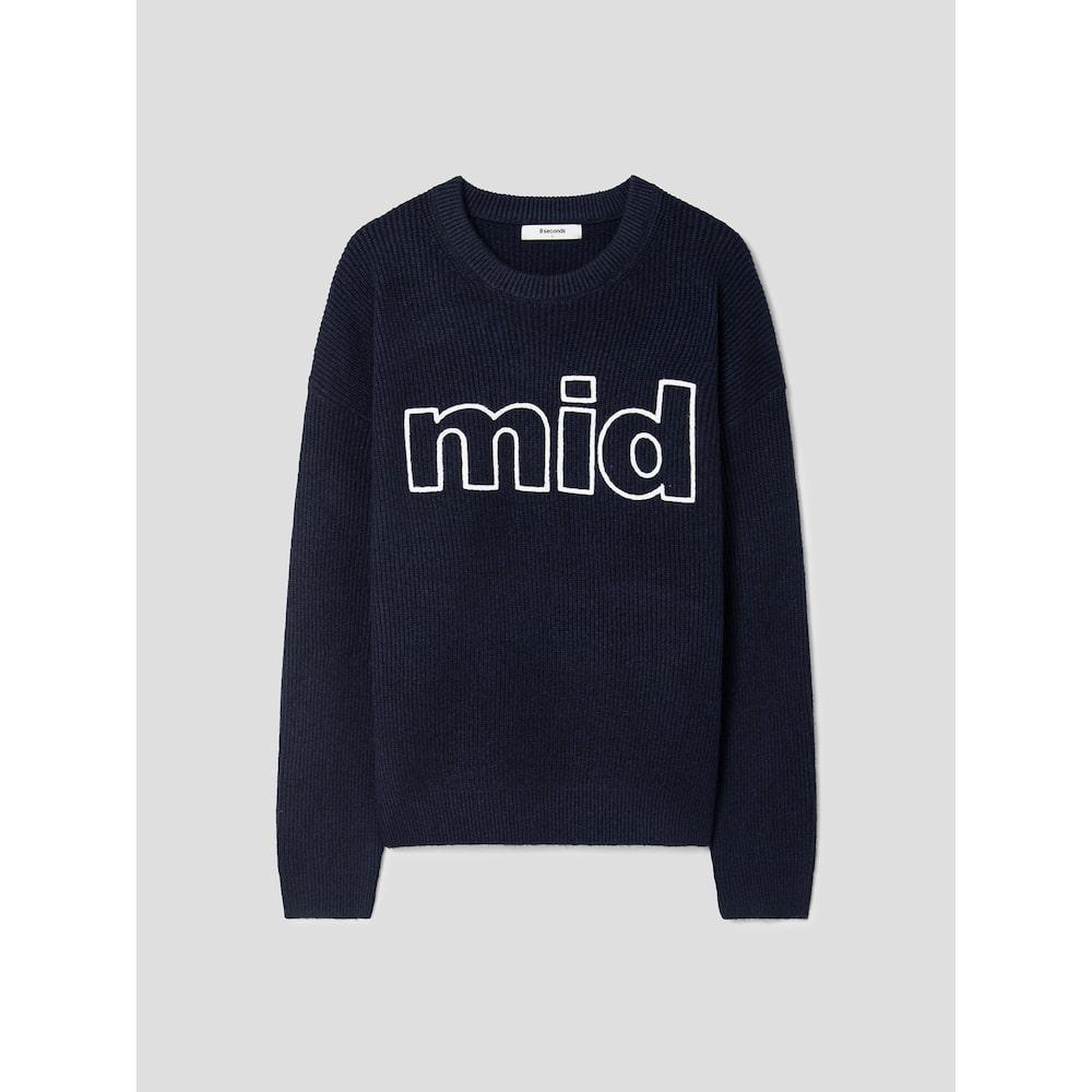 8Seconds Chain Stitch Lettering Knit Pullover Navy Navy/M