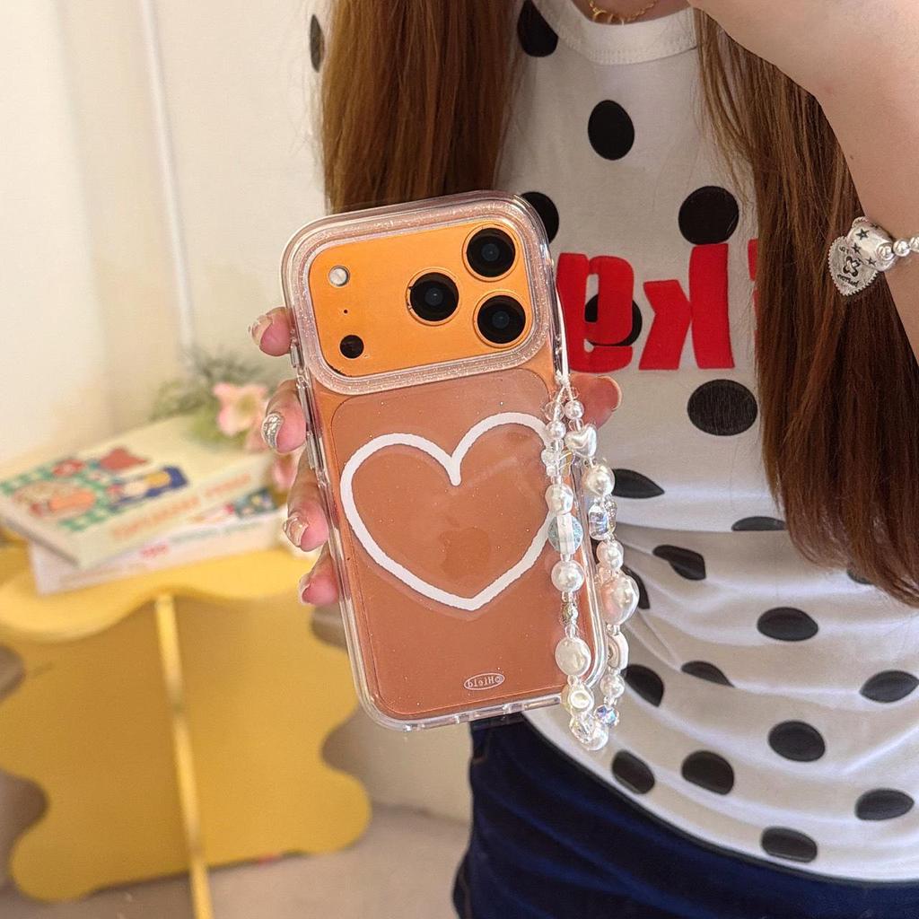 **Simple White Heart Line Design Phone Case for iPhone 15/14, Compatible with Apple 16, Round Edge, Suitable for iPhone 17 Pro Max**
