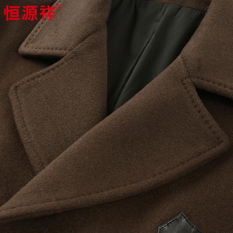 Hengyuanxiang Men's Wool Cashmere Blend Mid-Length Lapel Overcoat