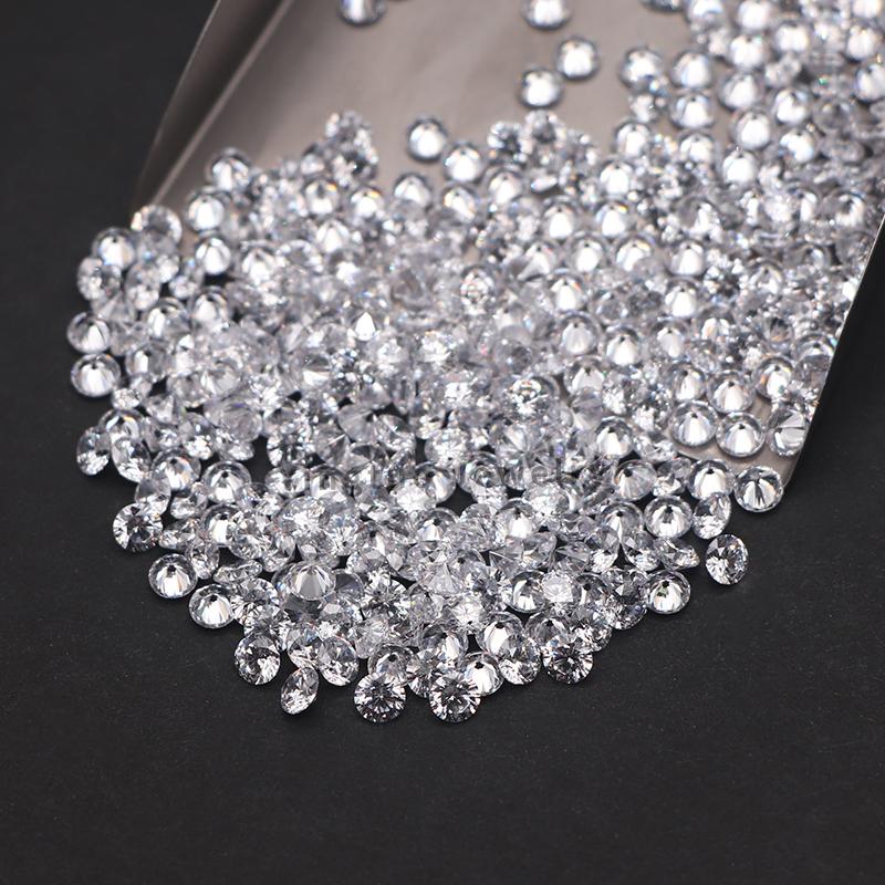 Wuzhou 1000pcs/pack Cubic Zirconia CZ 1mm- 3mm Round Brilliant Cut White Cubic Zircon Gemstone Melee Sizes