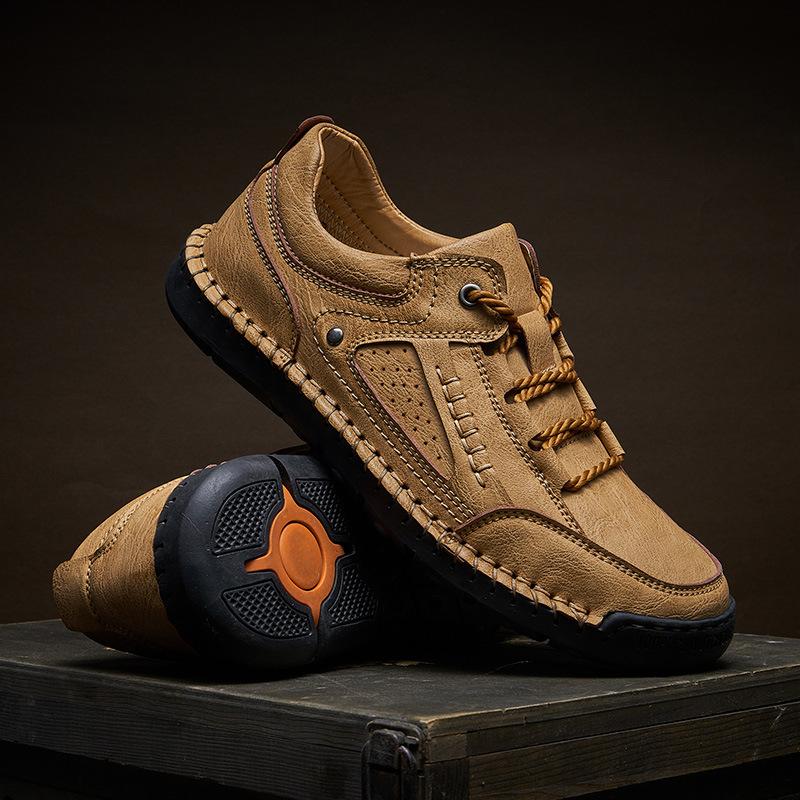 Spring and Autumn Men's Leather Shoes Handmade Sewn Men's Shoes Genuine Leather Men's Casual Leather Shoes Men's Shoes Loafers Casual Handmade Shoes