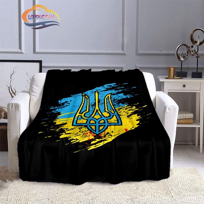 Modische Decke der ukrainischen Fußballmannschaft mit goldenem Logo für Erwachsene und Kinder, 3D-gedruckte warme Decke, Geschenkdecke für Sportliebhaber