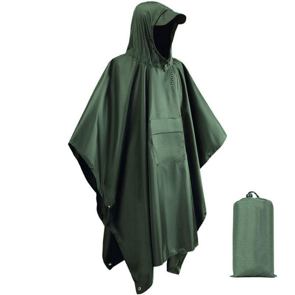 Durable 3 in 1 Cycling Rain Poncho Waterproof Portable Rain Cape Cloak Hooded Front Pocket Rainwear Tent Camping