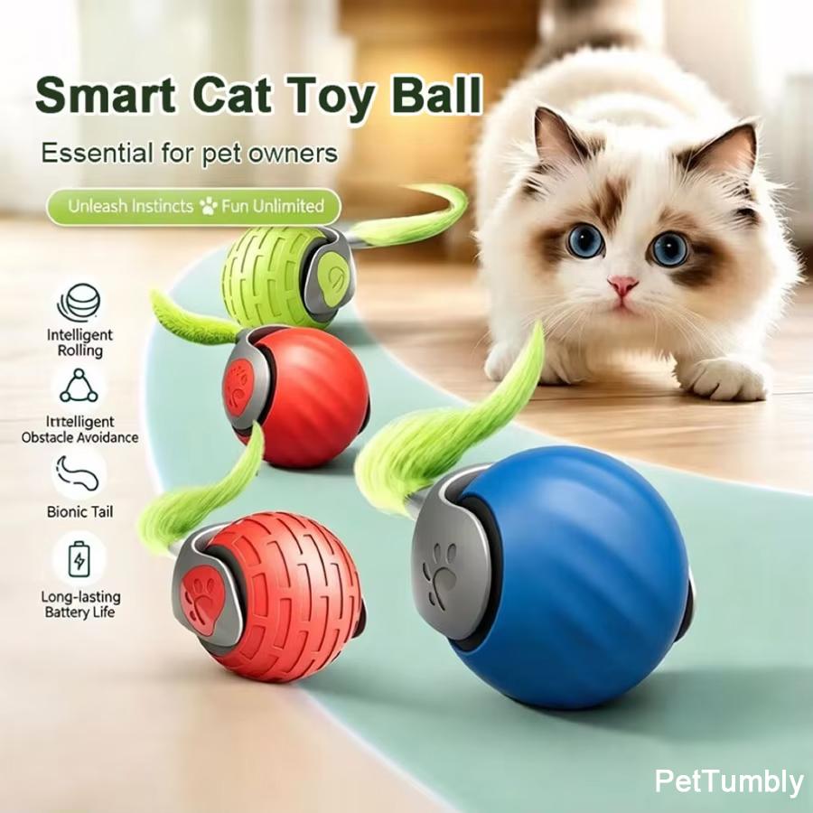 Smart Cat Toys Ball Automatic Interactive Pets Electric Rolling Teaser USB Rechargeable Kitty Moving Bouncing Ball Birthday Gift