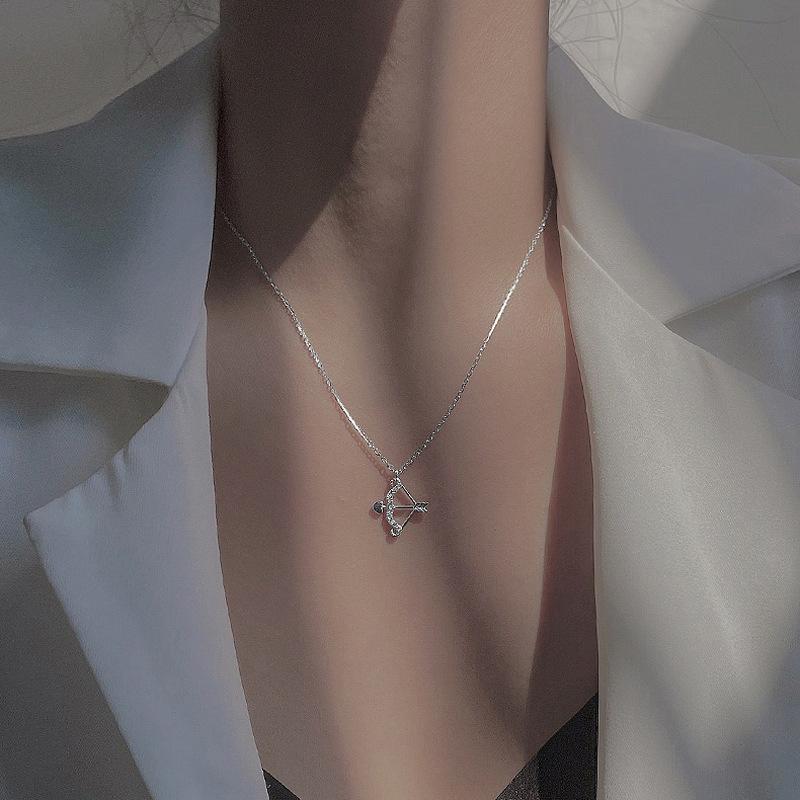 Cold Wind Eros Love Cupid'S Arrow Flash Diamond Collarbone Chain Pendant Temperament Light Luxury Bow And Arrow Necklace Tide