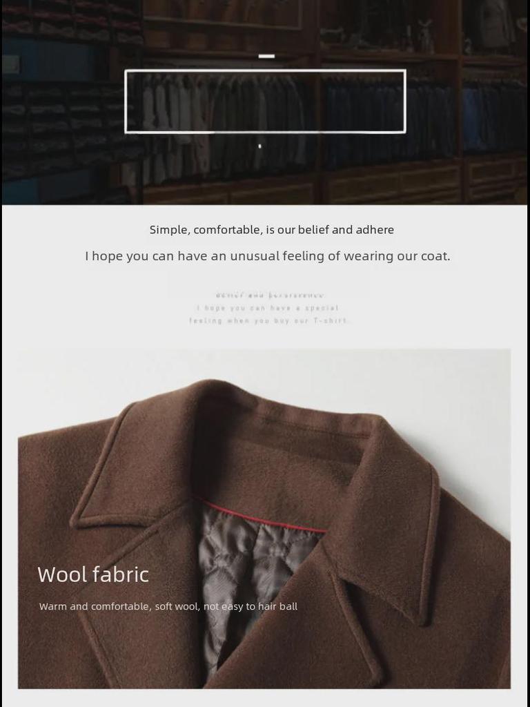 Pánský 2024 dvouřadý prošívaný vlněný větrovka - podzimní/zimní dlouhý business kabát