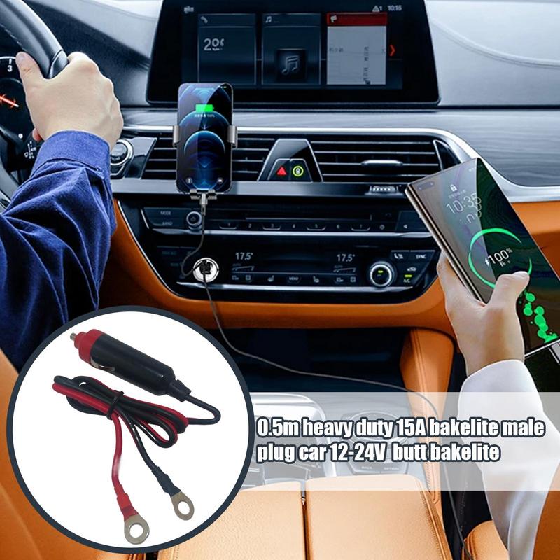 

12V Male Plug Connector Auto 12V/24V Plug Power Adapter Cable Stable Male Fused Socket Cord Bakelite Auto Replacement For Adults CHINA