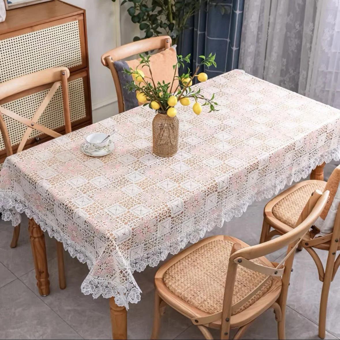 Nordische PVC Print Tafelkleed Wasbaar Waterdicht Oliebestendig Anti-strijklichte Luxe Hoge Kwaliteit Kant Kant Huishoudelijk Tafelkleed 150x220cm