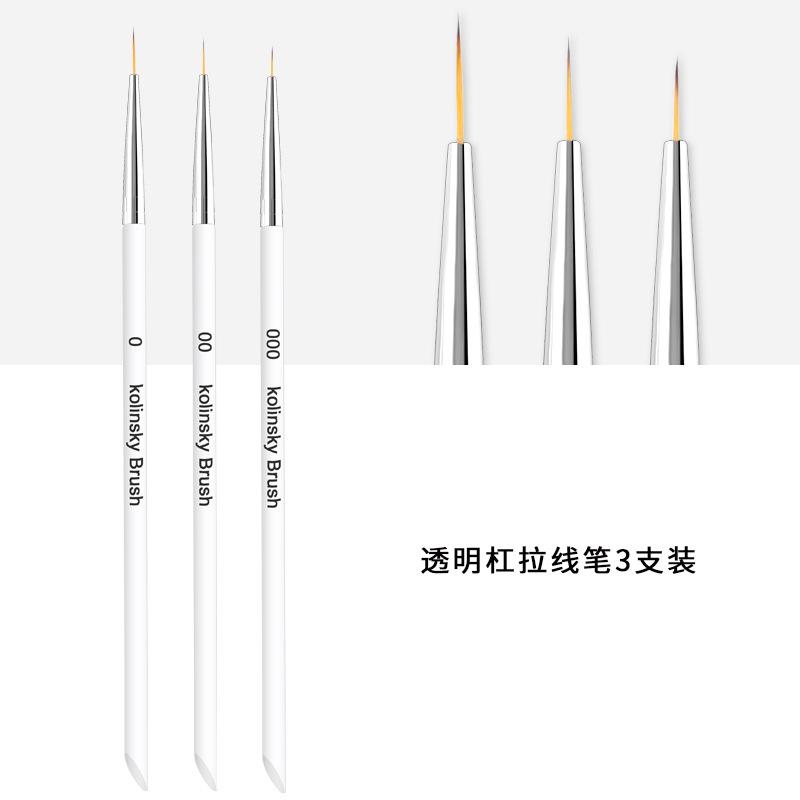 Nail Art Vytahovací linka Pero 3 ks Kombinace Křišťálově průhledná tyčinka Flitrová tyčinka Háčkové pero Nástroj pro Nail Art