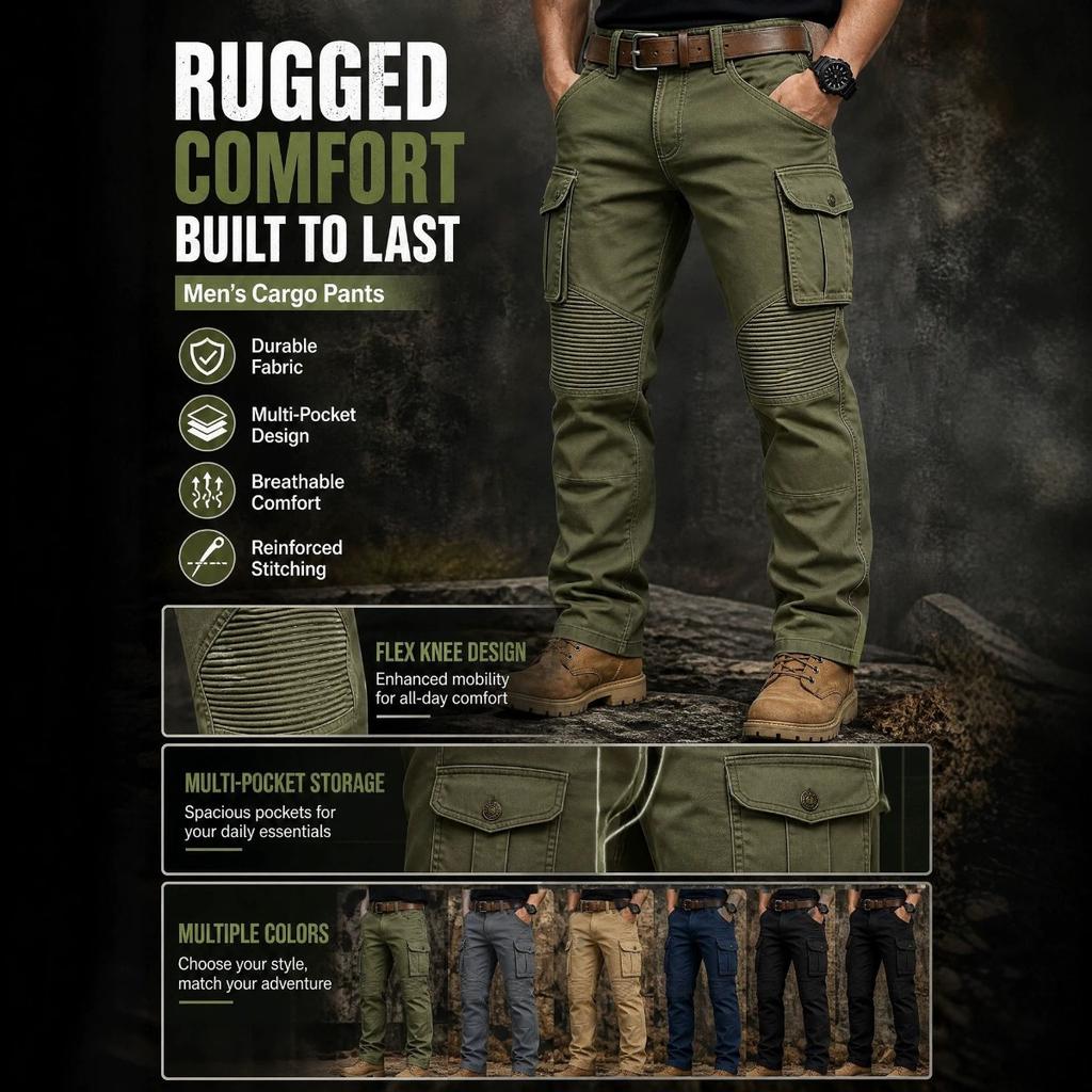 New Style Spring-autumn Men's Tactical Outdoor Pants - Men's Casual Plaid Striped Multi-pocket Work Pants