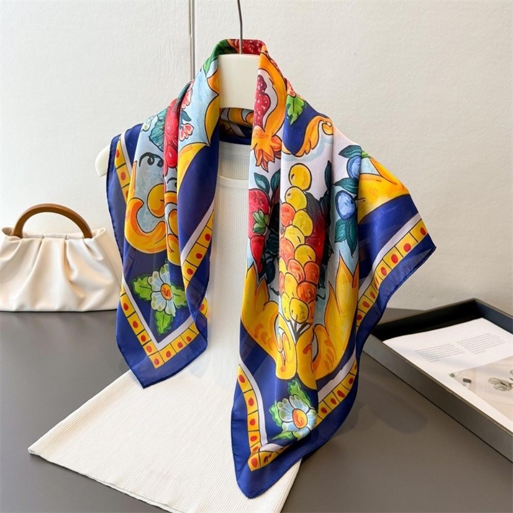 

Printed Imitation Silk Scarf Square Neckerchief Fashion Shawl Beach Travel