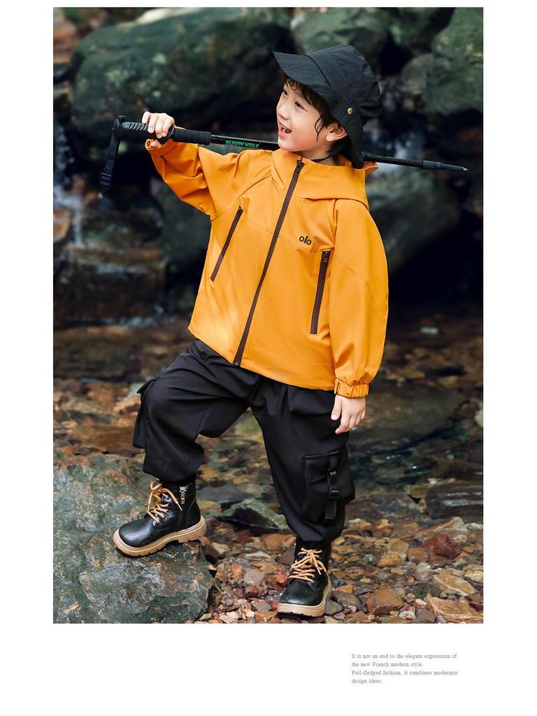 Boys' 3-in-1 Windbreaker Jacket - 2025 Spring/Autumn Kids' Waterproof Outdoor Coat