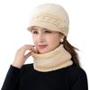 3Pcs/Set Neck Protection Scarf Gloves Set Soft Beanies Hat Winter Knitted Hat  Women