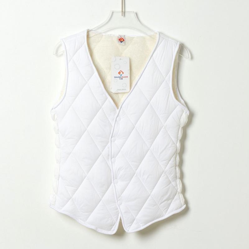 

Женский модный приталенный костюм с изогнутым низом, теплый флисовый, утолщенный, с острыми уголками, маленькая жилетка, зимняя жилетка 5XL (within 75kg) белый