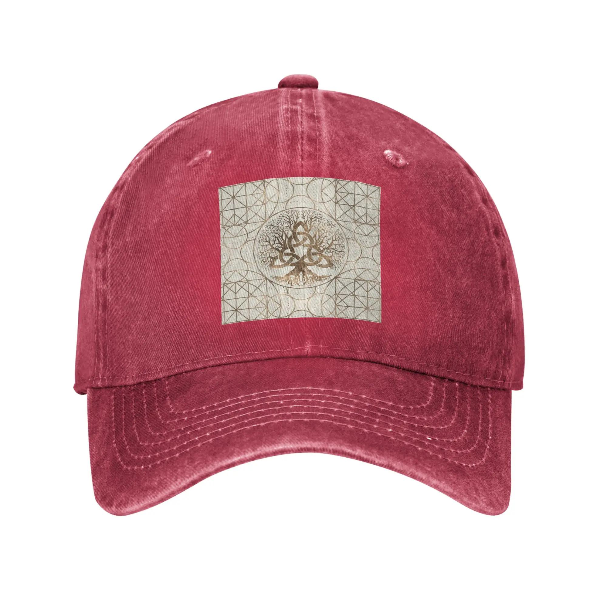 Tree Of Life With Triquetra On Futhark () Denim Cap Casual Baseball Caps Adjustable Hat Summer Unisex Baseball Hats One Size