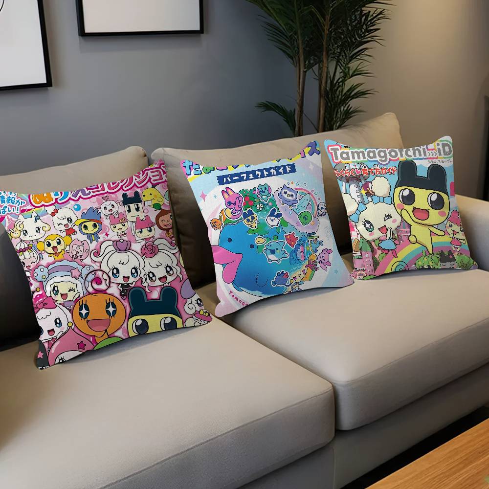 Classic T-Tamagotchi Cut Friend Game Pillow Covers Cartoon Sofa Decorative Home Double-Sided Printing Short Plush Cute Cushion