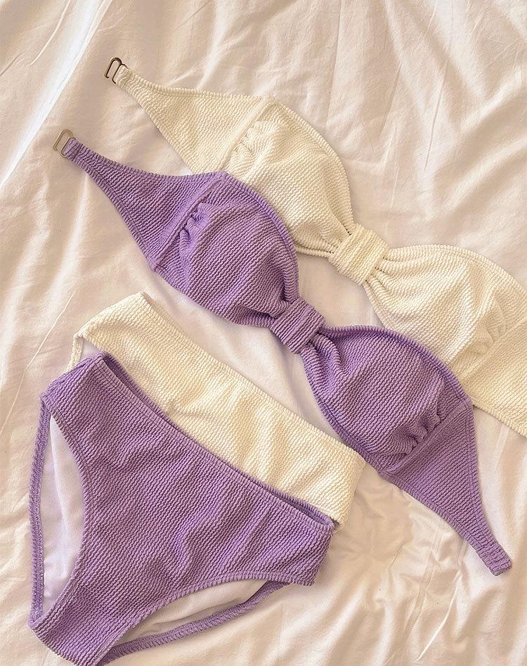 Trendy Korean Sexy Tube Top Triangle Bikini Set for Women - Beach Style