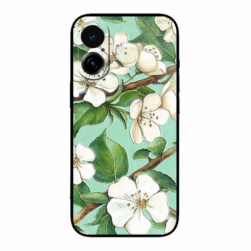 3D Emboss Case For iphone 17 2025 Phone Case Coque Flowers Black Silicone Soft Back Cover For iphone 17 5G Case 6.3" Funda Shell
