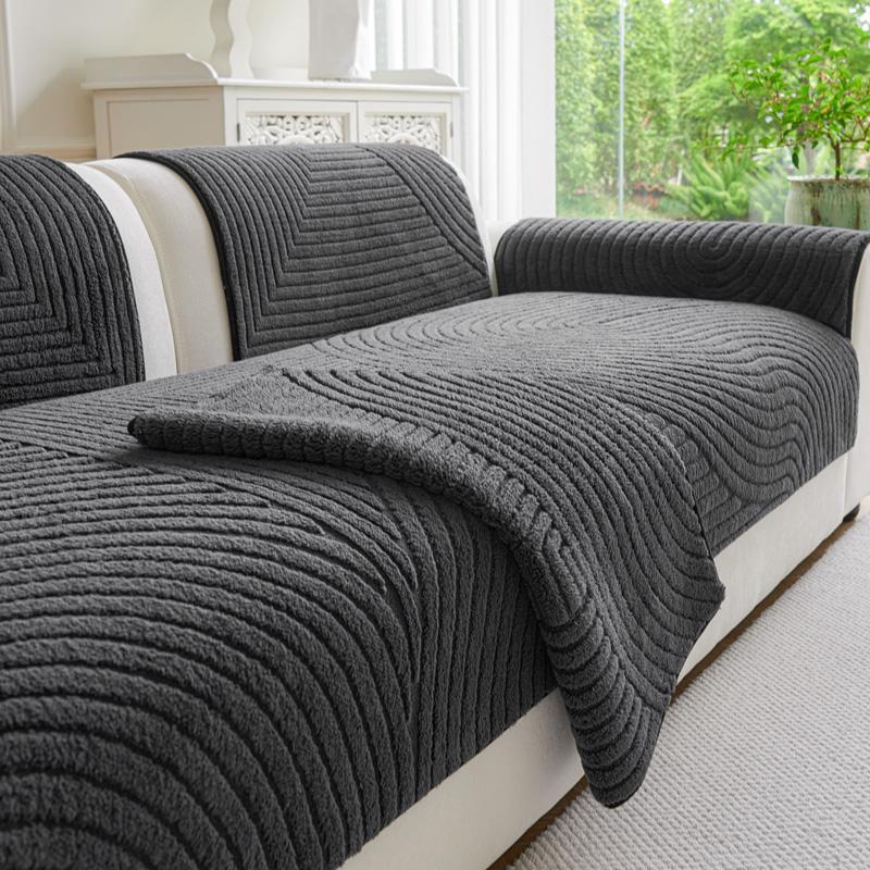 

1 шт. Оксамитова накидка на диван Crream Style Смугаста накидка на диван Нековзна накидка на подушку дивана Захисні чохли для дивана Домашній декор 70x120cm темно-сірий колір