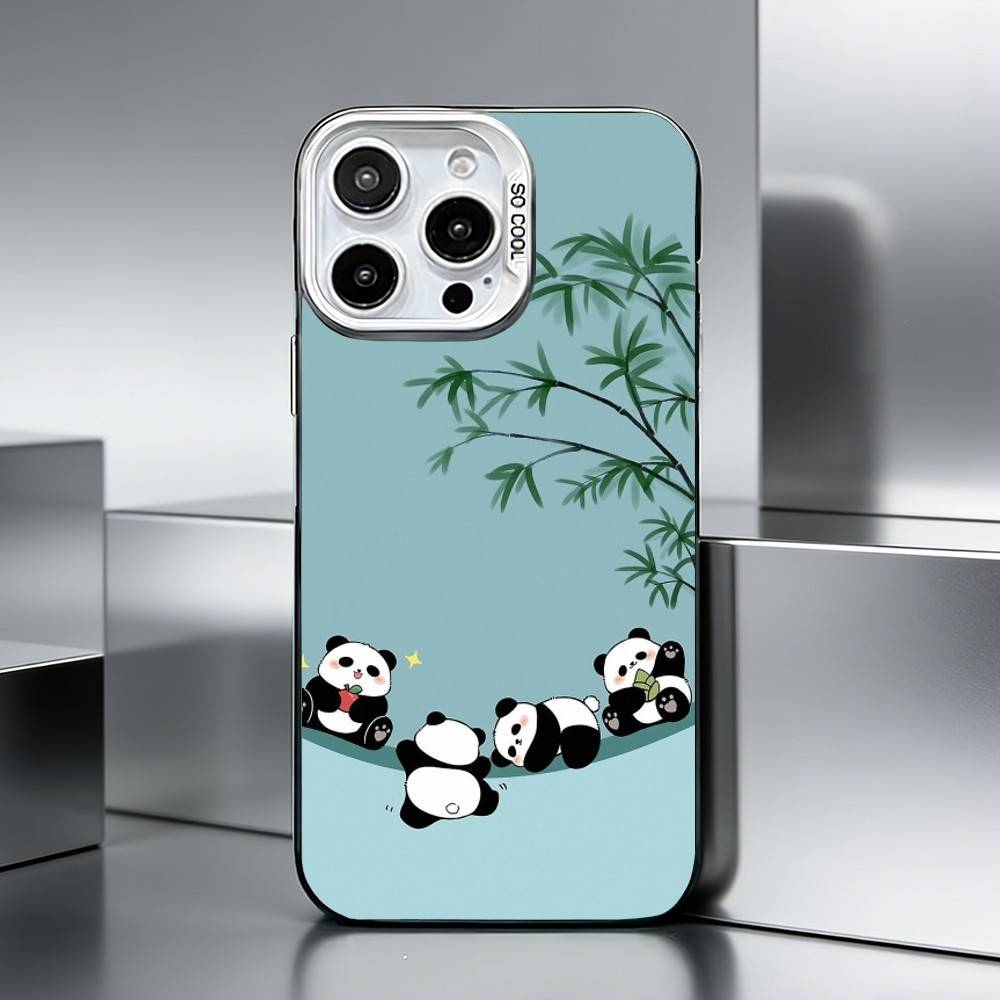 P-Panda illustration Phone Case For iPhone 17,16,15,14,13,12,11 Plus,Pro Max,XS,Colored silver phone case