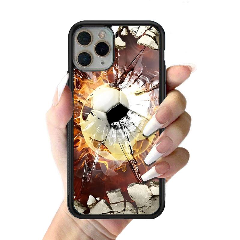 Fotbal Fotbal Pouzdro na telefon Silikonové PC+TPU Pouzdro pro iPhone 11 12 13 Pro Max 8 7 6 Plus X SE XR Tvrdé Fundas