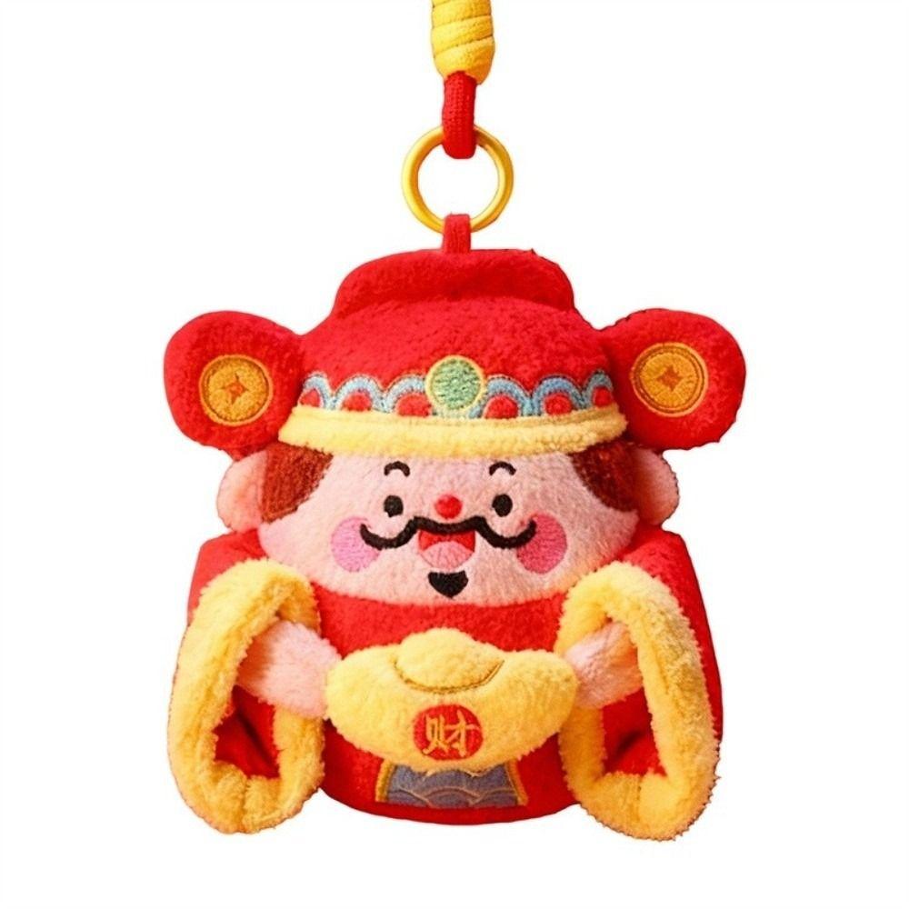 Yuan Bao Wealth God Keychain Creative New Year Mascot New Year Plush Pendant  Car Decoration