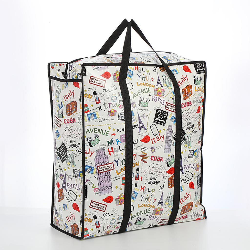 Effective Storage Bag with Zippers and Handle User Friendly Shopper Bag with Zippers Large Fabric Storage Handbag