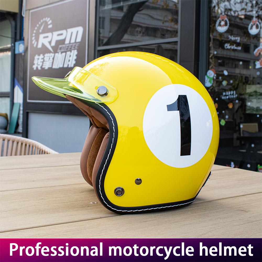 Retro Lady Motorcycle Helmet with Visor 3/4 Coverage Yellow 1 Personalized Unisex Vintage Style Protective Headwear