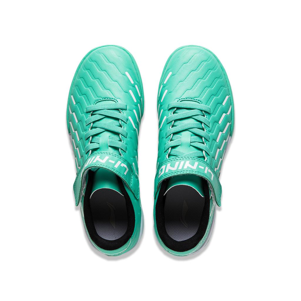 Li Ning Kids Logo Print Stitching Low Top Soccer Shoes Kids Soccer Shoes Parrot-Green YKGU018-5