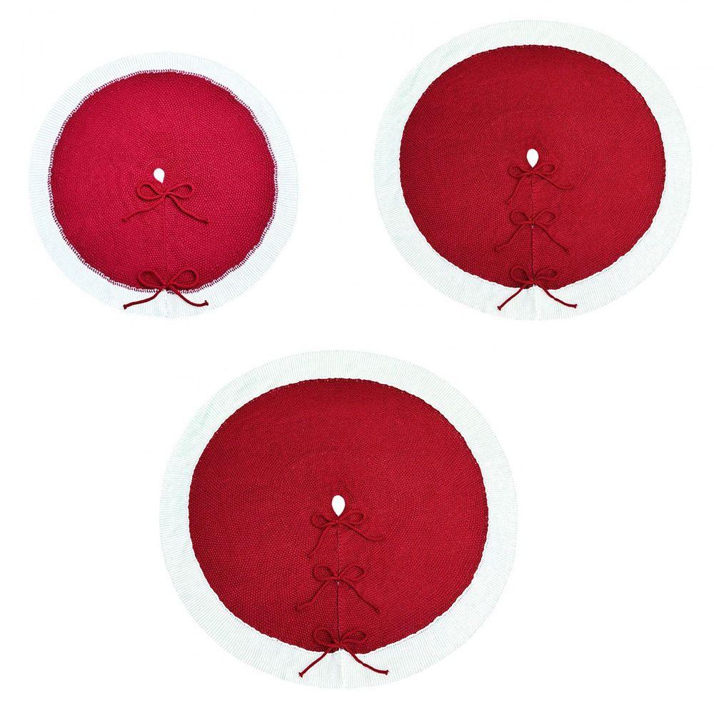 Knitting Christmas Tree Skirt Red White Color 62cm Knitted Christmas Tree Skirt Christmas Decoration Supplies Reusable