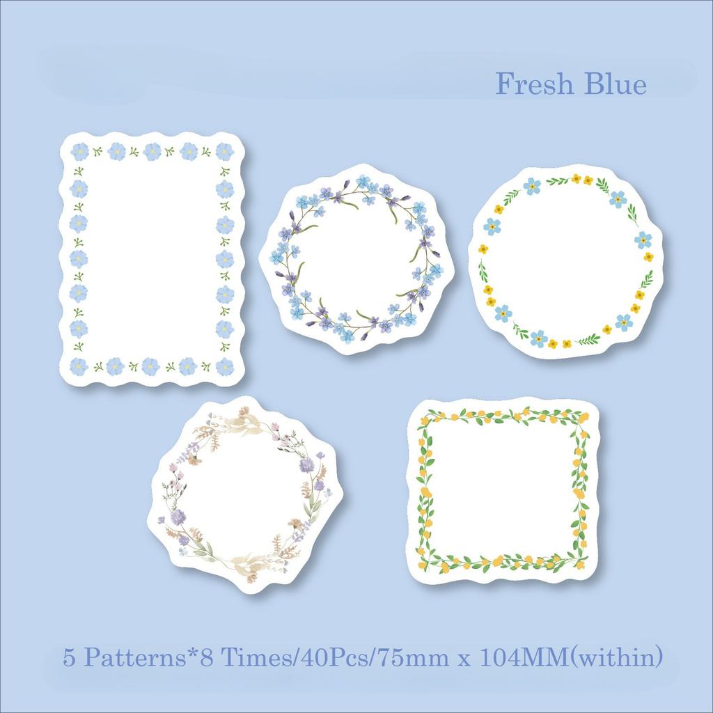 20/40Pcs Flower Series Vintage Flower Border Memo Pad Collage Scrapbook Material Paper Creative DIY Decoration Notes & Messages