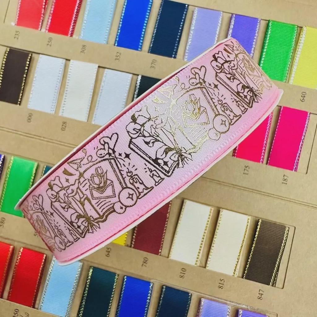 2.5cm Wide Magic Book Ribbon - Hot Stamping Handmade Bow for Jewelry and Gift Box Accessories