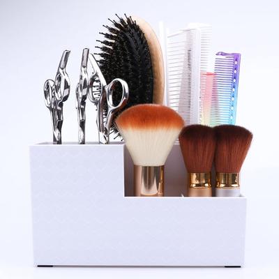 NOELAMOUR Scissor Stand Hairdresser Scissor Cube Trimmer Scissor Holder Brush Holder Storage Case (White)