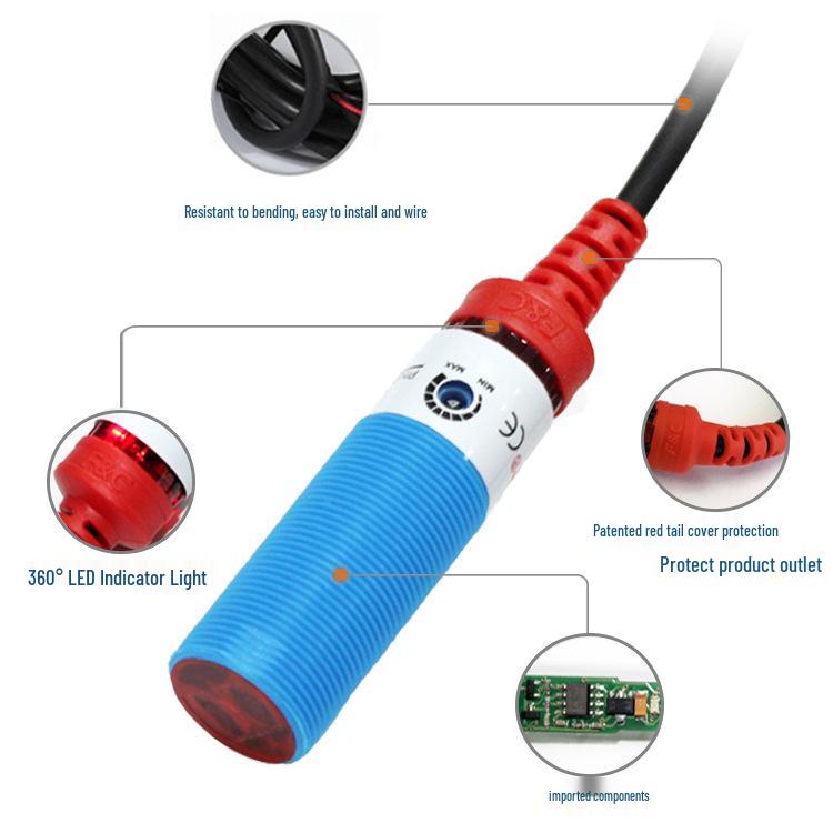 F&C Jiazhun DR18 Adjustable Photoelectric Switch: Round, Through-Beam, Diffuse & Mirror Reflection Detection