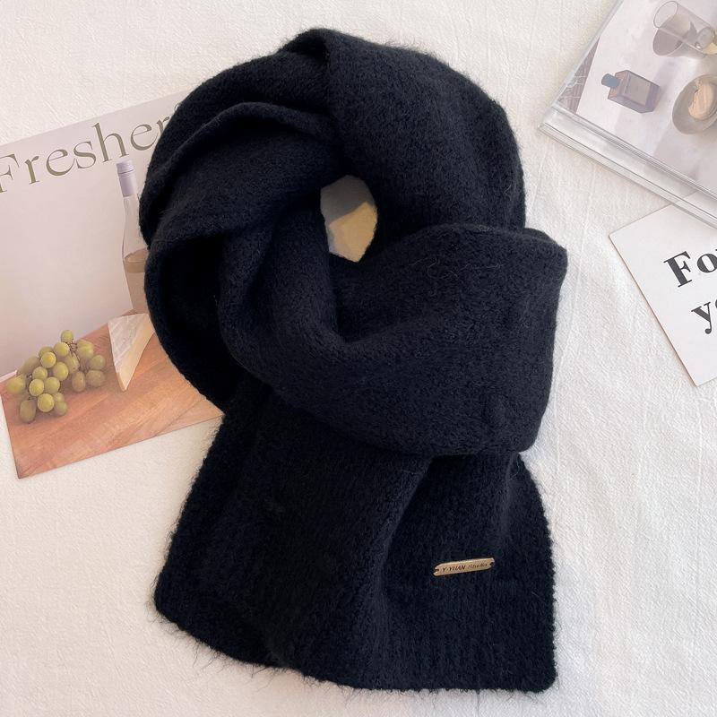 New Christmas gift cute red scarf women's winter new warm versatile knitted wool couple scarf