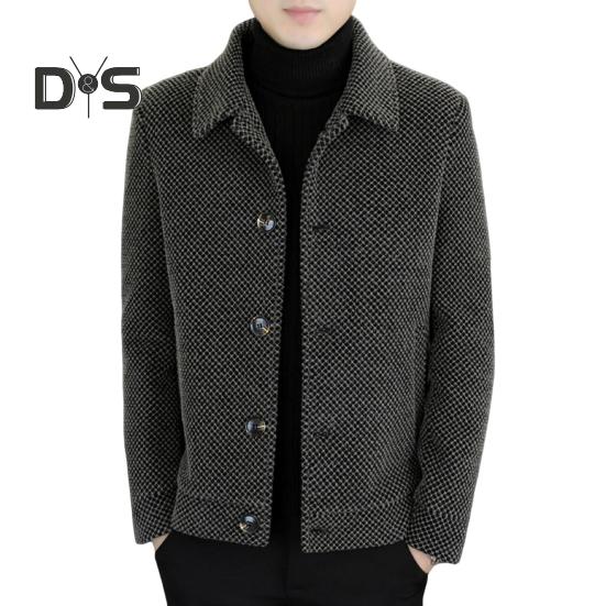 

Мужское шерстяное пальто с лацканами, длинный рукав, однобортное пальто, куртка, однотонный цвет, дизайн пуговиц, стандартный крой, зимняя верхняя одежда XL хаки