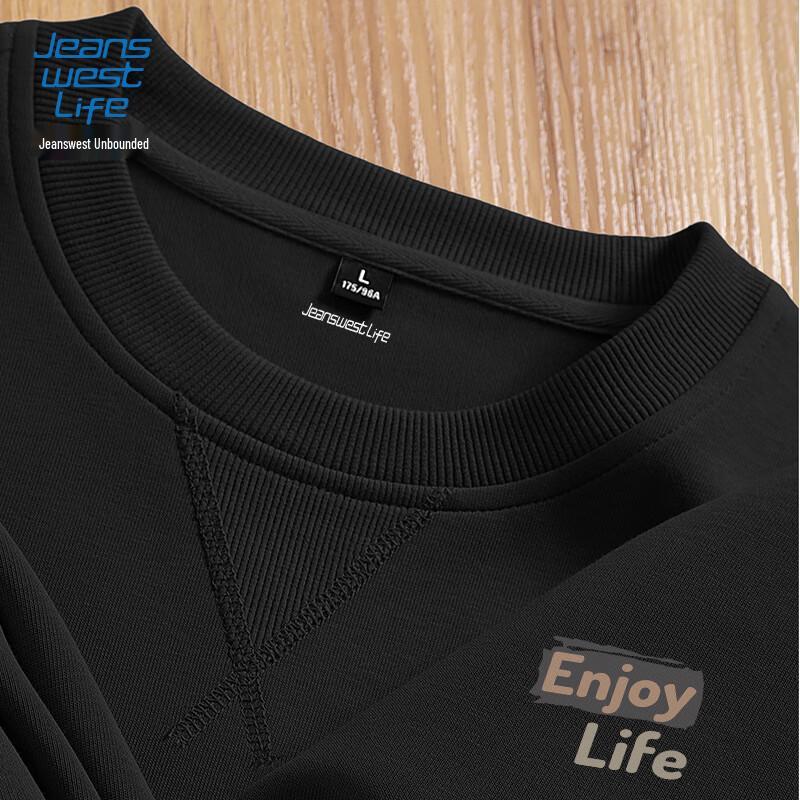 Jeanswest Life Men's Heavyweight Letter Print Crewneck Sweatshirt