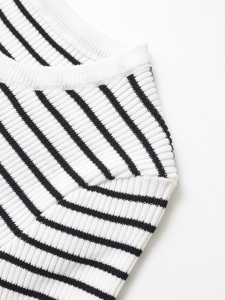 Spring 2025 Women's European American Striped Slim Fit Knit Top