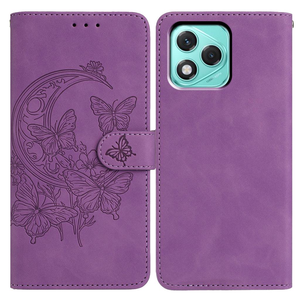 For Honor 400 Lite Case Butterfly Flower Imprinted PU Leather Wallet Stand Phone Cover