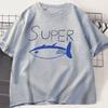 Kpop Korean Jin Super Thunfisch Fisch T-Shirts Mode Vintage Kurzarm T-Shirt Männer Frauen Kleidung Baumwolle Lässig Übergroßes T-Shirt