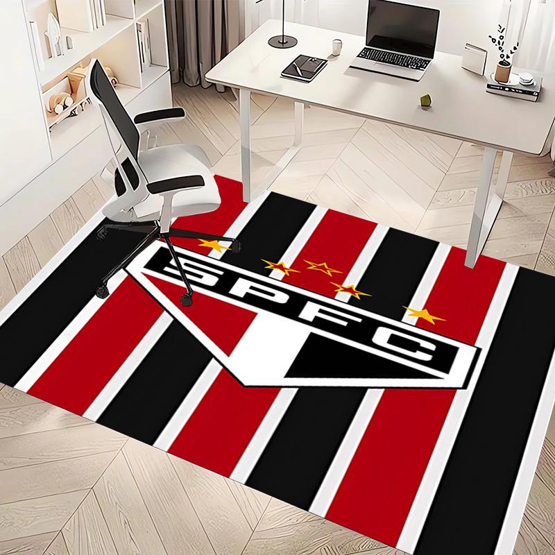 1pc São Paulo FC Logo Print Area Rug - Soft, Washable Non-Slip Indoor Mat, Living Room, Home Office Decorative Rug,Office Decorative