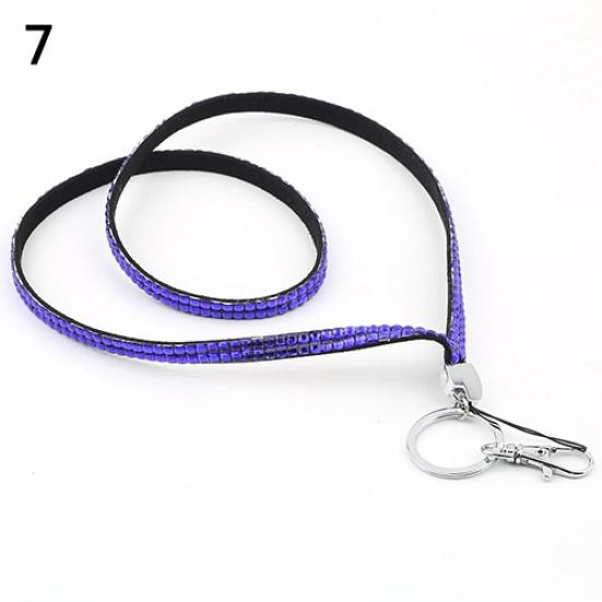 Luxury Rhinestone Bling Shiny Custom Lanyard ID Badge Cellphone Key Holder Ring