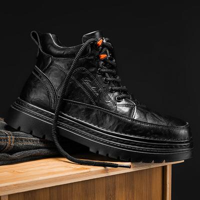 Scarpe da Uomo alla Moda Scarpe da Ginnastica Alte da Uomo in Vera Pelle Sneakers Comode da Uomo Stivali da Motociclista da Uomo con Lacci Stivali da Neve Invernali Pelosi