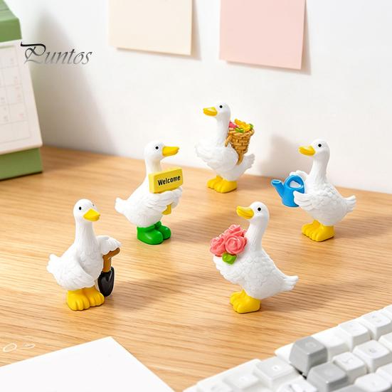 Resin Crafts for Flowerpots Mini Garden Duck Figurine, Cute Farm Dolls, Small Desktop Decorative Ornaments Car Dashboard Figurines, Micro Landscape